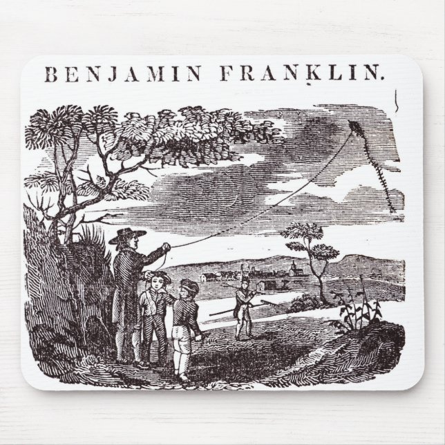 Benjamin Franklin förar hans drakeexperiment Musmatta (Framsidan)