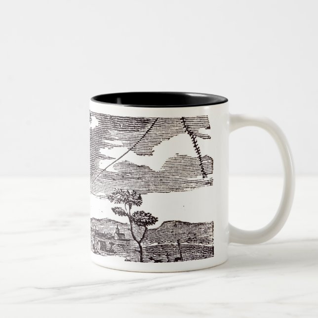 Benjamin Franklin förar hans drakeexperiment Två-Tonad Mugg (Höger)