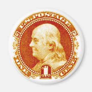 Benjamin Franklin frimärke 1869 Magnet