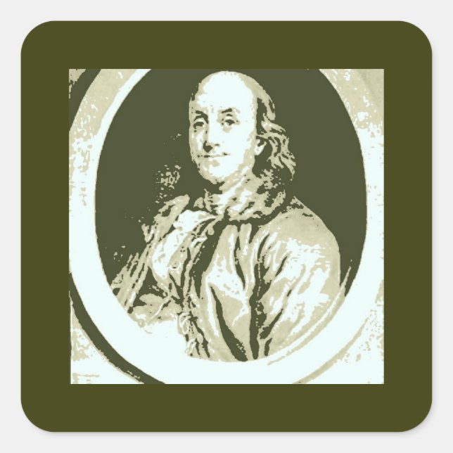 Benjamin Franklin Fyrkantigt Klistermärke (Framsida)