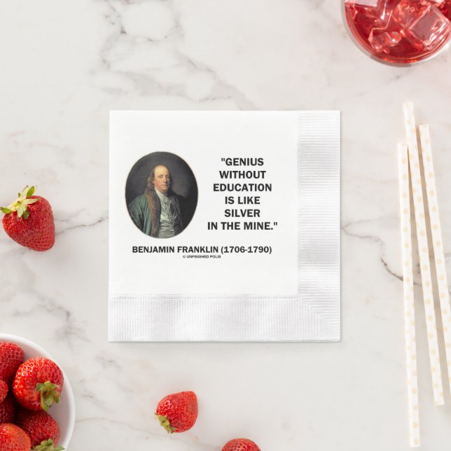 Benjamin Franklin Genialitet Utan Utbildning Citat Pappersservett (Insitu)