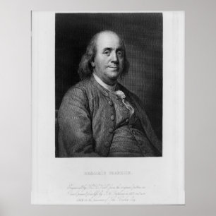 BENJAMIN FRANKLIN gravyr av H.B. Hall Poster