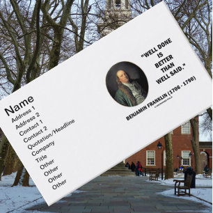 Benjamin Franklin har skött sig bra. Visitkort