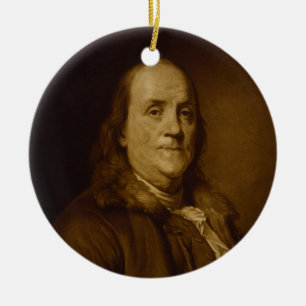 Benjamin Franklin Head och Shoulders Porträtt Julgransprydnad Keramik