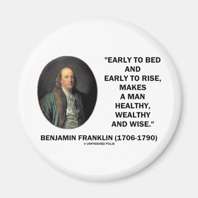 Benjamin Franklin Healthy Förmögen Wise Quote Magnet (Framsidan)