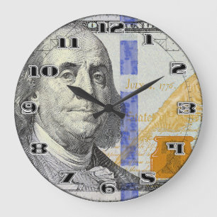 Benjamin Franklin hundra dollar pengardesign Stor Klocka