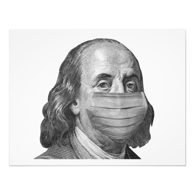 Benjamin Franklin i mask Fototryck (Framsidan)