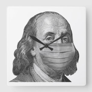 Benjamin Franklin i mask Fyrkantig Klocka