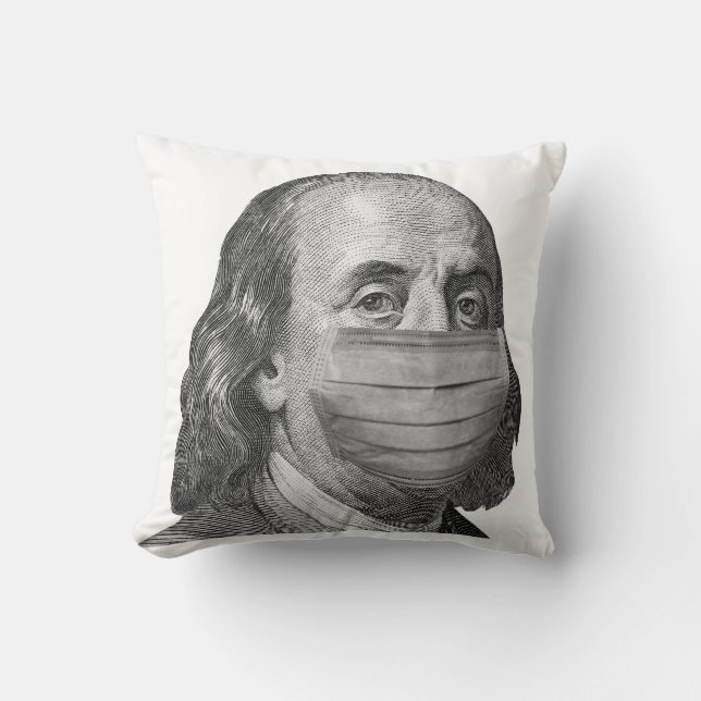 Benjamin Franklin i mask Kudde (Framsida)