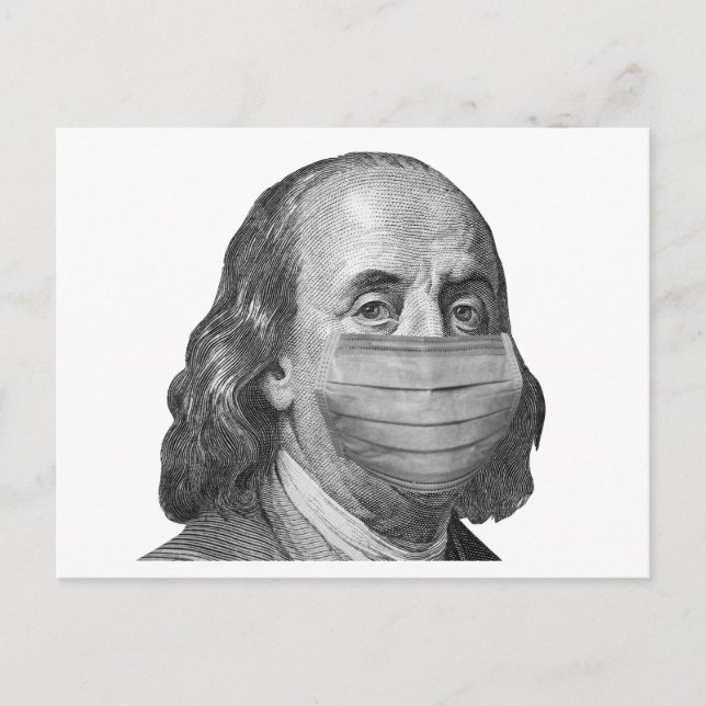 Benjamin Franklin i mask Vykort (Framsida)