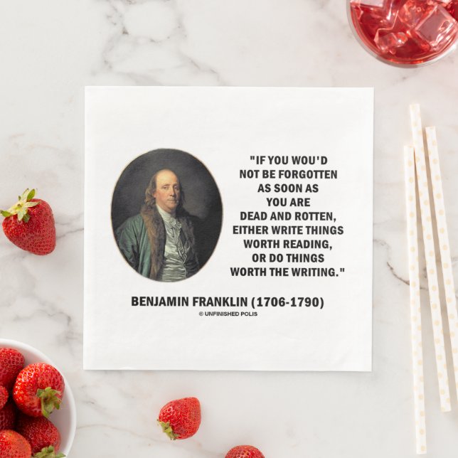 Benjamin Franklin Inte Glömd Läsning Skrivande Pappersservett (Insitu)
