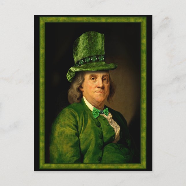 Benjamin Franklin Klöver St patrick's day Vykort (Framsida)