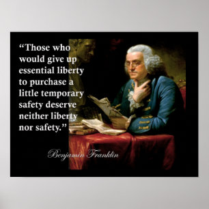 Benjamin Franklin Liberty Freedom Quote Skriv ut Poster