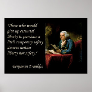 Benjamin Franklin Liberty Freedom Quote Skriv ut Poster