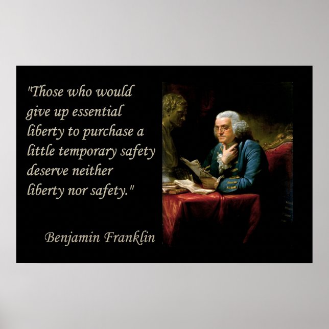 Benjamin Franklin Liberty Freedom Quote Skriv ut Poster (Framsidan)