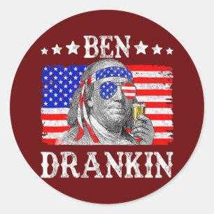 Benjamin Franklin Manar 4:e juli Runt Klistermärke