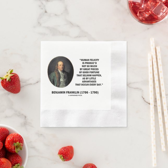 Benjamin Franklin Mänsklig Lycka Fördelar Citat Pappersservett (Insitu)