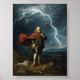 Benjamin Franklin och Blixt-experimentet 1752 Poster
