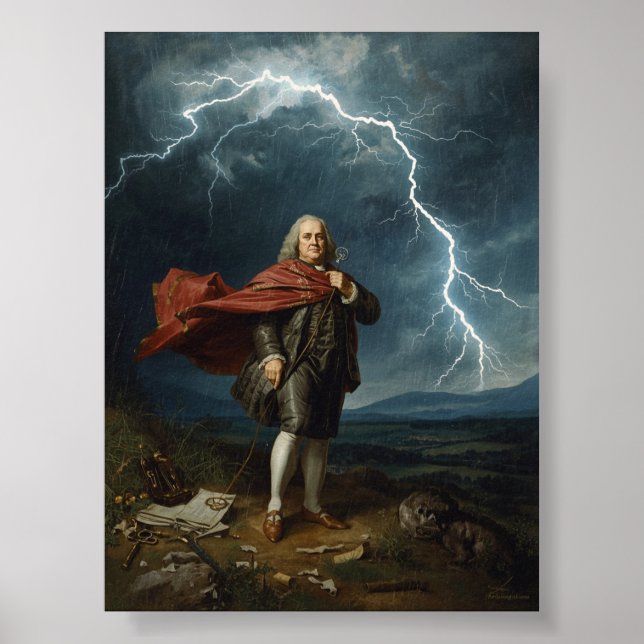 Benjamin Franklin och Blixt-experimentet 1752 Poster (Framsidan)