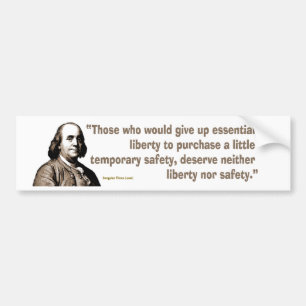 Benjamin Franklin på säkerhet och frihet Bildekal