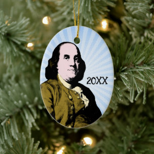 Benjamin Franklin Pop Art Stil Julgransprydnad Keramik