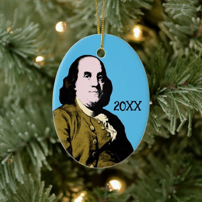 Benjamin Franklin Pop Art-stil Julgransprydnad Keramik (Träd)