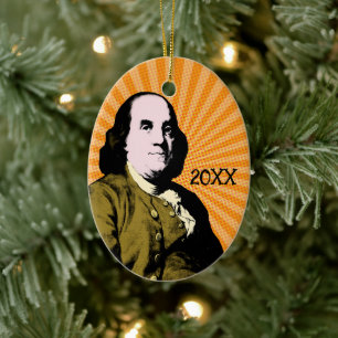 Benjamin Franklin Pop Art Stil Julgransprydnad Keramik