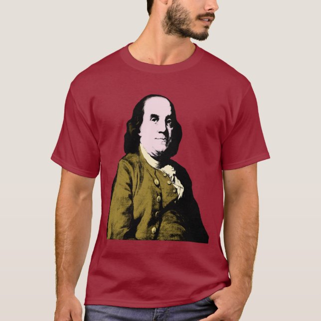 Benjamin Franklin Pop Art Style T Shirt (Framsida)