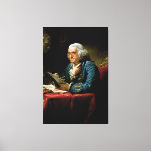 Benjamin Franklin porträtt av David Martin 1767 Canvastryck