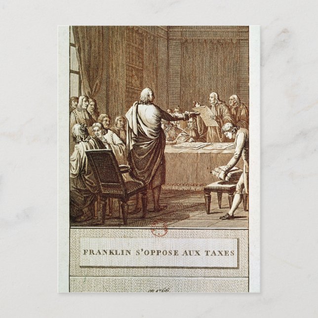 Benjamin Franklin presenterade sin opposition Vykort (Framsida)