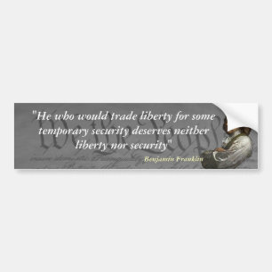 Benjamin Franklin Quote om Liberty Bildekal