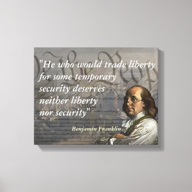 Benjamin Franklin Quote om Liberty Canvastryck (Framsida)
