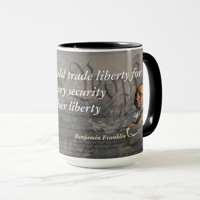 Benjamin Franklin Quote om Liberty Mugg (Framsida höger)