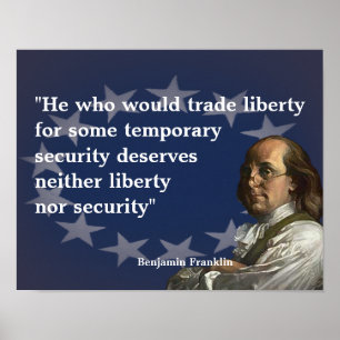Benjamin Franklin Quote om Liberty Poster
