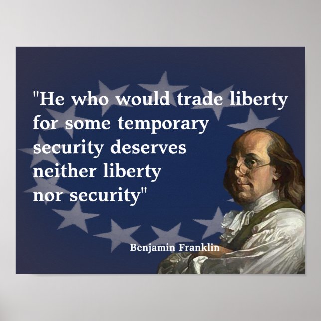 Benjamin Franklin Quote om Liberty Poster (Framsidan)
