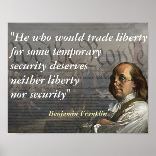 Benjamin Franklin Quote om Liberty Poster