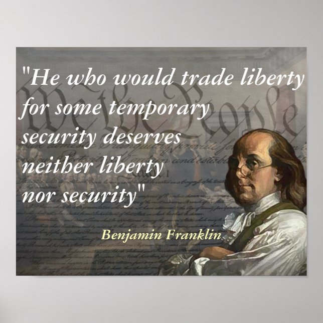 Benjamin Franklin Quote om Liberty Poster (Framsidan)