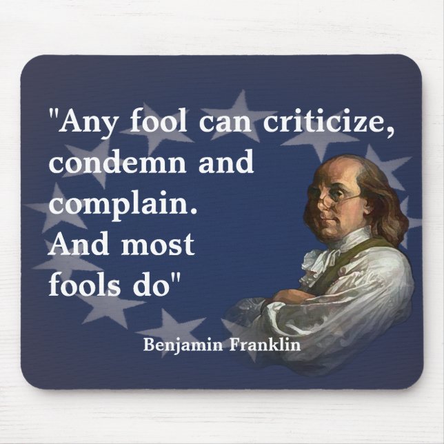 Benjamin Franklin Quote på Fools Musmatta (Framsidan)