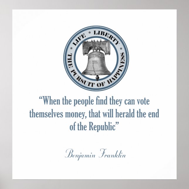 Benjamin Franklin Quote (Pengar) Poster (Framsidan)