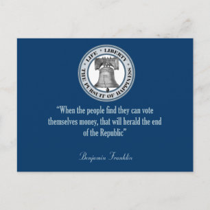 Benjamin Franklin Quote (Pengar) Vykort