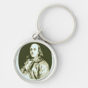 Benjamin Franklin Rund Silverfärgad Nyckelring