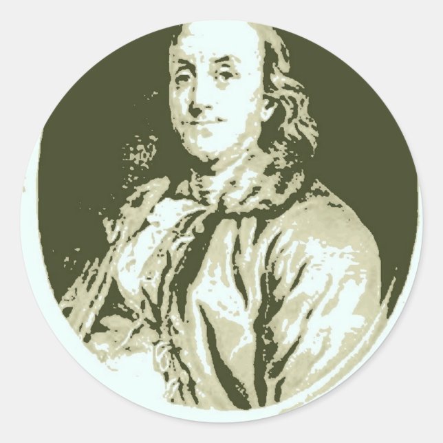Benjamin Franklin Runt Klistermärke (Framsida)