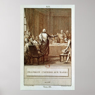 Benjamin Franklin som framlägger hans Opposition Poster