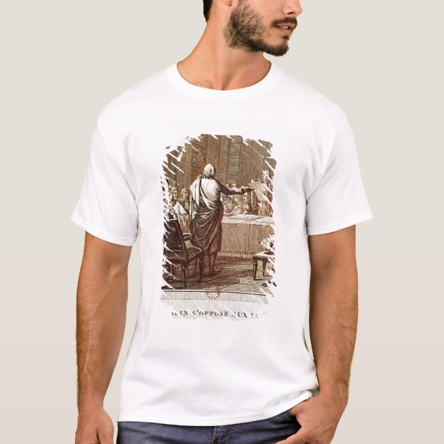 Benjamin Franklin som framlägger hans Opposition T-shirt (Framsida)