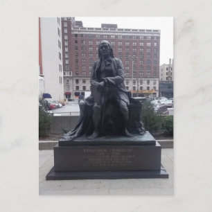 Benjamin Franklin staty vycard Vykort