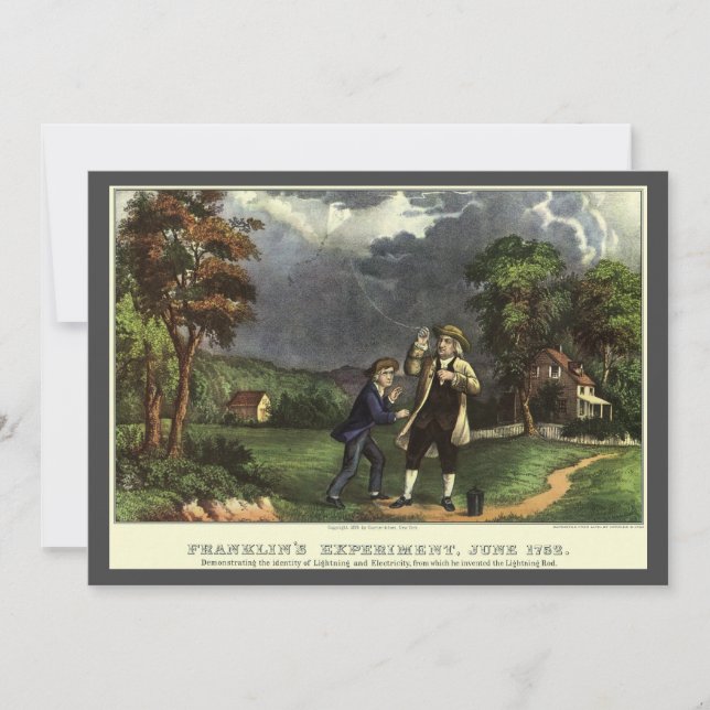 Benjamin Franklins Blixt-experiment med drakflygni (Framsida)