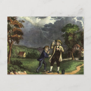 Benjamin Franklins Blixt-experiment med drakflygni Vykort