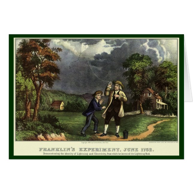Benjamin Franklins Blixt med Drakexperiment Hälsningskort (Framsidan Horizontal)
