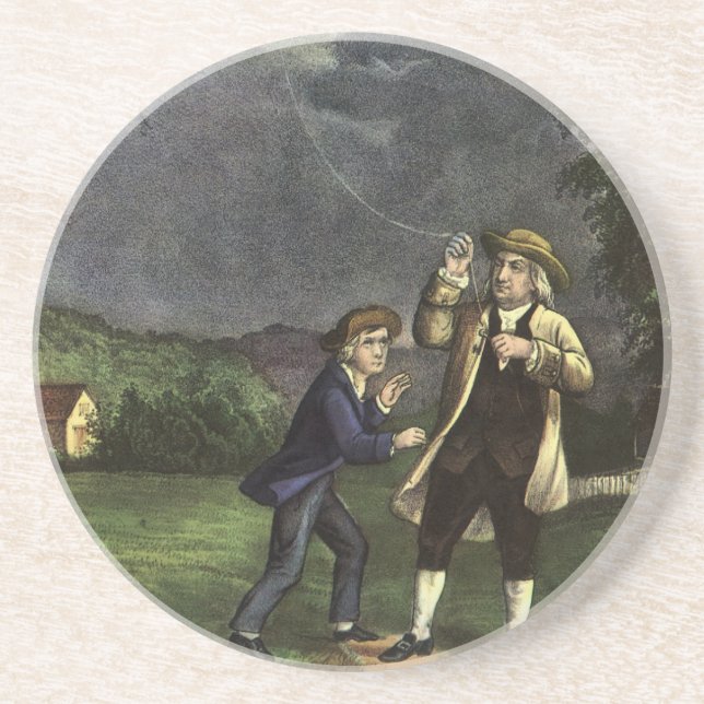 Benjamin Franklins Blixt med Drakexperimentet Underlägg (Framsidan)