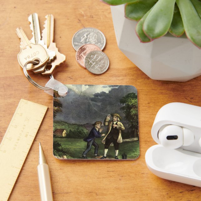 Benjamin Franklins Kite- och Blixtexperiment Nyckelring (Skrivbord)